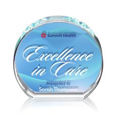 Abrams Double Sided Full Color Circle Crystal Award - Full Color Imprint