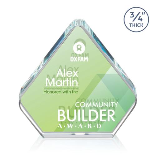 Awards and Trophies - Full Color Imprint - Gresham Double Sided Full Color Diamond Crystal Award