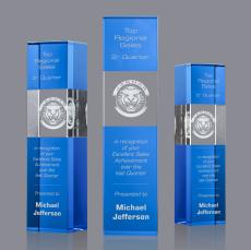 Araceli Tower 3D Sky Blue Towers Crystal Award - Awards and Trophies