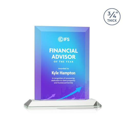 Awards and Trophies - Crystal Awards - Harrington Full Color Clear Rectangle Crystal Award