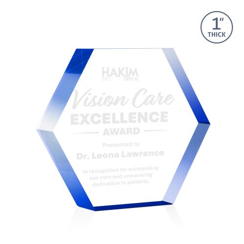 Awards and Trophies - Acrylic Awards - Markville Hexagon Blue Acrylic Award