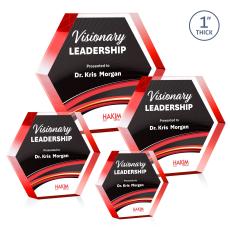 Markville Hexagon Full Color Red Acrylic Award - Acrylic Awards