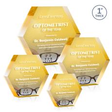 Markville Hexagon Full Color Double Sided Gold Acrylic Award - Acrylic Awards