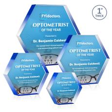 Markville Hexagon Full Color Double Sided Blue Acrylic Award - Acrylic Awards