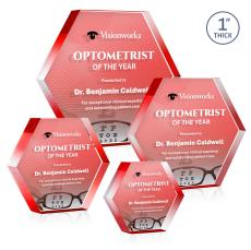 Markville Hexagon Full Color Double Sided Red Acrylic Award - Acrylic Awards