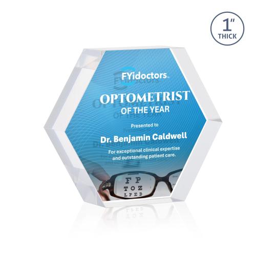 Awards and Trophies - Acrylic Awards - Markville Hexagon Full Color Double Sided Clear Acrylic Award