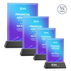 Harrington Full Color Black on Newhaven Rectangle Crystal Award - Full Color Imprint