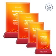 Harrington Full Color Red on Newhaven Rectangle Crystal Award - Full Color Imprint