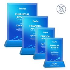 Harrington Full Color Sky Blue on Newhaven Rectangle Crystal Award - Full Color Imprint
