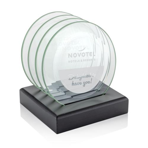 Corporate Gifts - Coasters - Midland Coasters - Set of 4 on Black Base