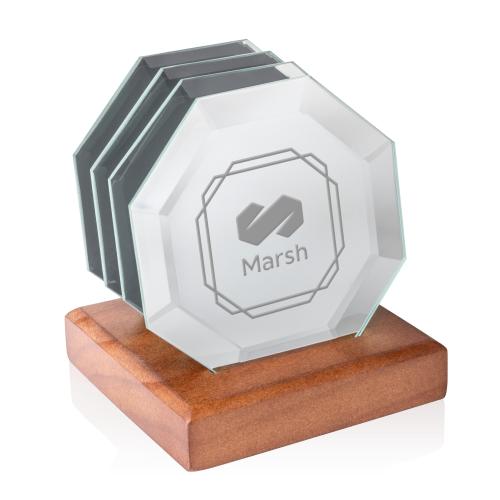 Corporate Gifts - Coasters - Sloan Coasters - Set of 4 on Walnut Base