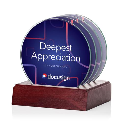 Corporate Gifts - Coasters - Barnaby Full Color Coasters - Set of 4 on Rosewood