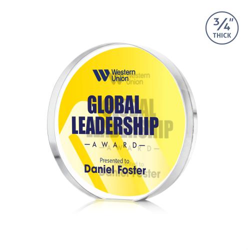 Awards and Trophies - Crystal Awards - Gainsborough Full Color Double Sided Clear Circle Crystal Award