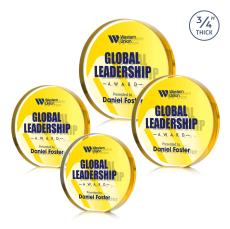 Gainsborough Full Color Double Sided Gold Circle Crystal Award - Crystal Awards