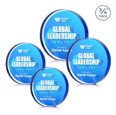 Gainsborough Full Color Double Sided Blue Circle Crystal Award - Crystal Awards