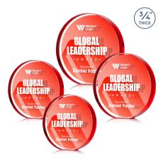 Gainsborough Full Color Double Sided Red Circle Crystal Award - Crystal Awards