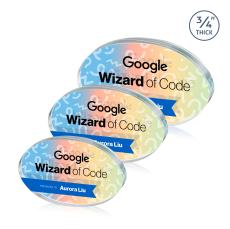 Baldus Oval Full Color Double Sided Clear Circle Crystal Award - Crystal Awards