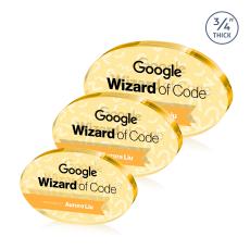 Baldus Oval Full Color Double Sided Gold Circle Crystal Award - Crystal Awards