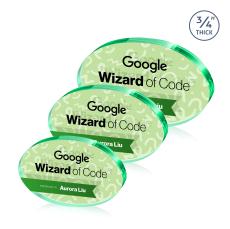 Baldus Oval Full Color Double Sided Emerald Circle Crystal Award - Crystal Awards