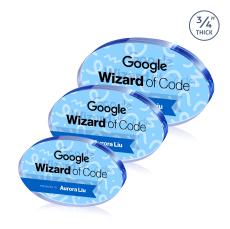 Baldus Oval Full Color Double Sided Blue Circle Crystal Award - Crystal Awards