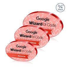 Baldus Oval Full Color Double Sided Red Circle Crystal Award - Crystal Awards