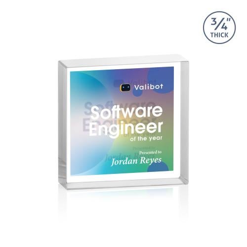 Awards and Trophies - Crystal Awards - Upton Square Full Color Double Sided Clear Square / Cube Crystal Award