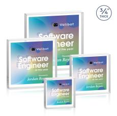 Upton Square Full Color Double Sided Clear Square / Cube Crystal Award - Crystal Awards