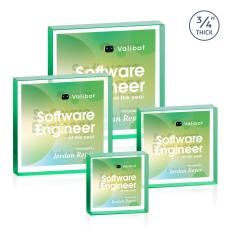Upton Square Full Color Double Sided Emerald Square / Cube Crystal Award - Crystal Awards