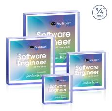 Upton Square Full Color Double Sided Blue Square / Cube Crystal Award - Crystal Awards