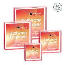Upton Square Full Color Double Sided Red Square / Cube Crystal Award - Crystal Awards