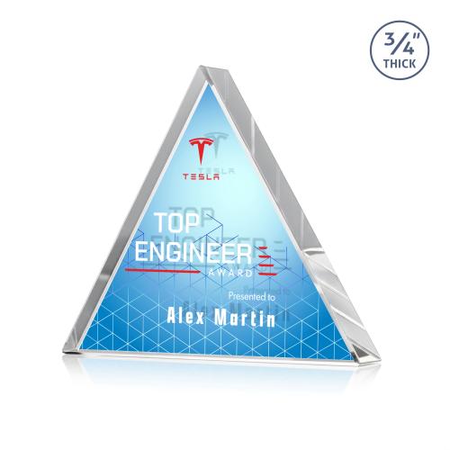 Awards and Trophies - Crystal Awards - Adler Triangle Full Color Double Sided Clear Crystal Award
