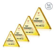 Adler Triangle Full Color Double Sided Gold Crystal Award - Crystal Awards