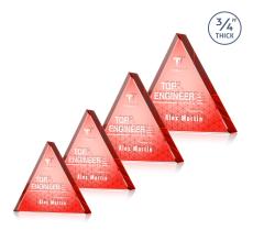 Adler Triangle Full Color Double Sided Red Crystal Award - Crystal Awards