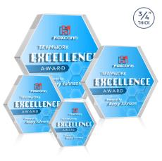 Gilford Hexagon Full Color Double Sided Clear Crystal Award - Crystal Awards