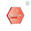 Gilford Hexagon Full Color Double Sided  Red Crystal Award
