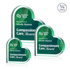 Davina Heart Full Color Double Sided Emerald Unique Crystal Award - Crystal Awards