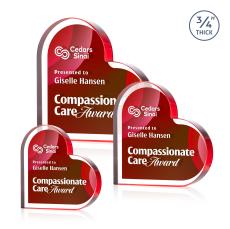 Davina Heart Full Color Double Sided Red Unique Crystal Award - Crystal Awards