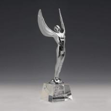 Winged Achievement Crystal on Optical Award - Unique Awards