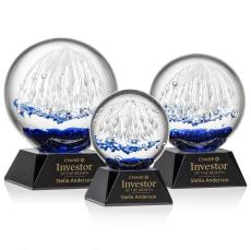 Starburst Black on Sheffield Base Globe Glass Award - Awards and Trophies