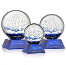 Starburst Blue on Sheffield Base Globe Glass Award - Awards and Trophies