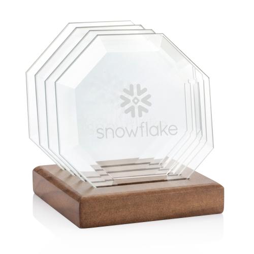 Corporate Gifts - Coasters - Meaford Coasters - Set of 4 on Walnut Base