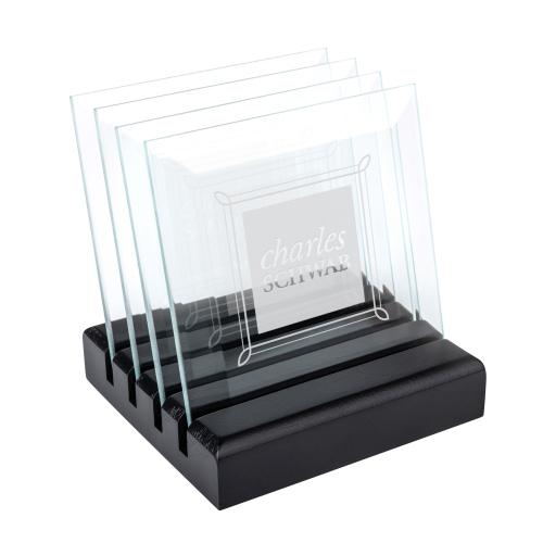 Corporate Gifts - Coasters - Talbot Coasters - Set of 4 on Black Base