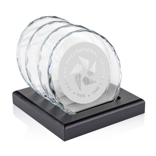 Corporate Gifts - Coasters - Porterfield Coasters - Set of 4 on Black Base