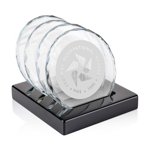 Corporate Gifts - Coasters - Porterfield Coasters - Set of 4 on Piano Finish Black