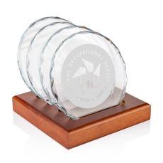 Porterfield Coasters - Set of 4 on Walnut Base - Coasters