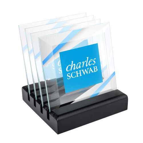 Corporate Gifts - Coasters - Talbot Full Color Coasters - Set of 4 on Black