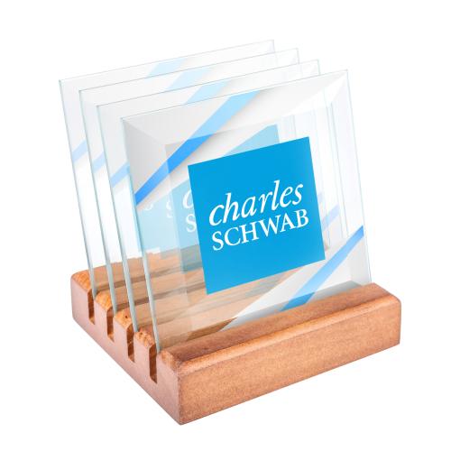 Corporate Gifts - Coasters - Talbot Full Color Coasters - Set of 4 on Walnut