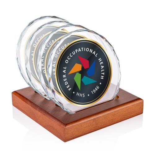 Corporate Gifts - Coasters - Porterfield Full Color Coasters - Set of 4 on Walnut