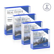 Laval Full Color Blue Square / Cube Acrylic Award - Desktop Awards