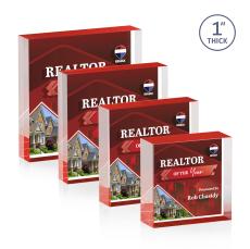 Laval Full Color Double Sided Red Square / Cube Acrylic Award - Desktop Awards